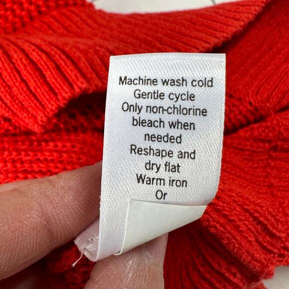 Athleta Sweater Womens Medium Red Mesh Open Knit Nylon Classic Stretch Crew Neck - Picture 6 of 8